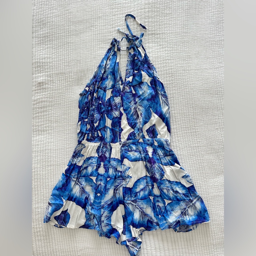 LF Blue and White Floral Jumpsuit - Picture 2 of 6